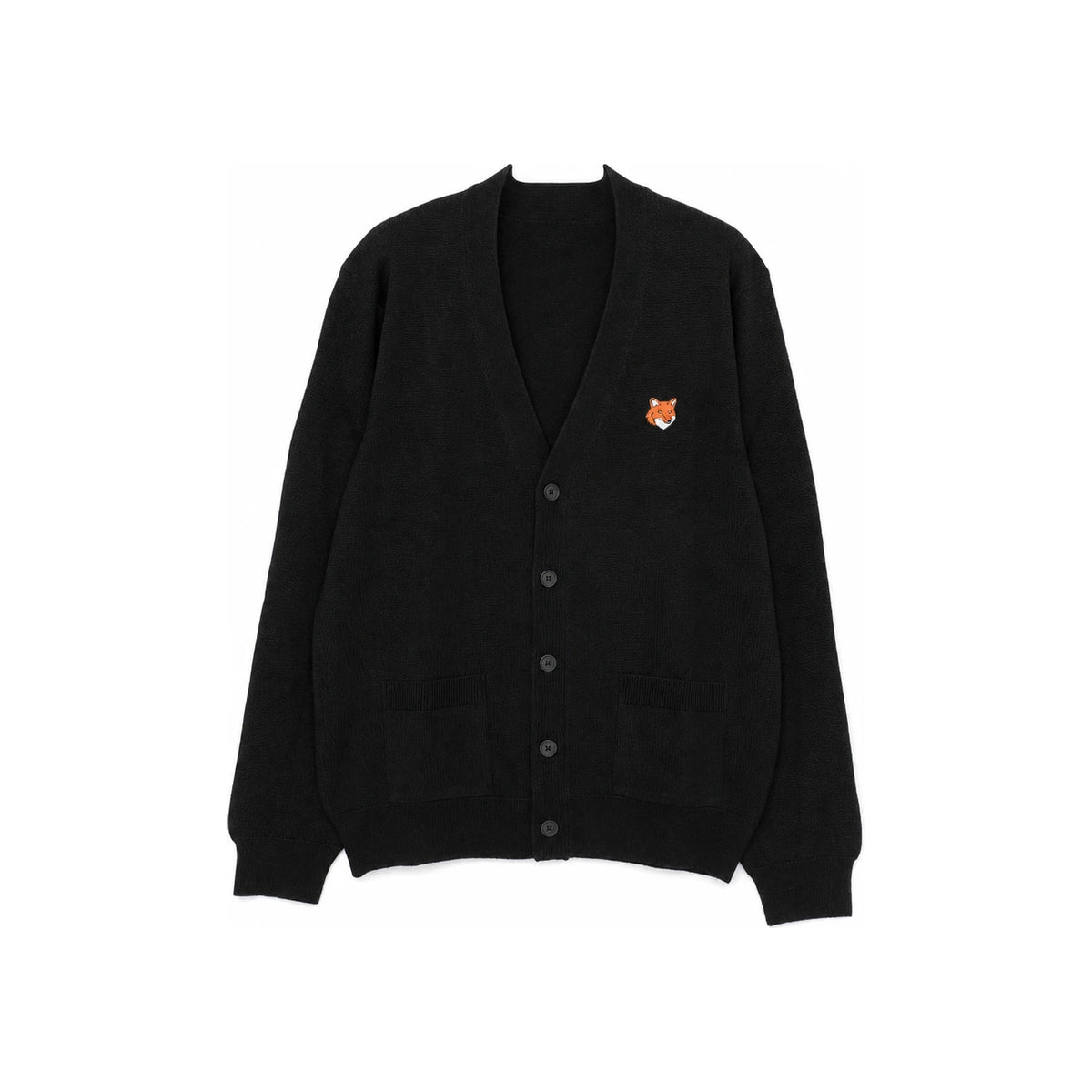Maison Kitsune Fox Head Cardigan Black Unisex Knit Sweater