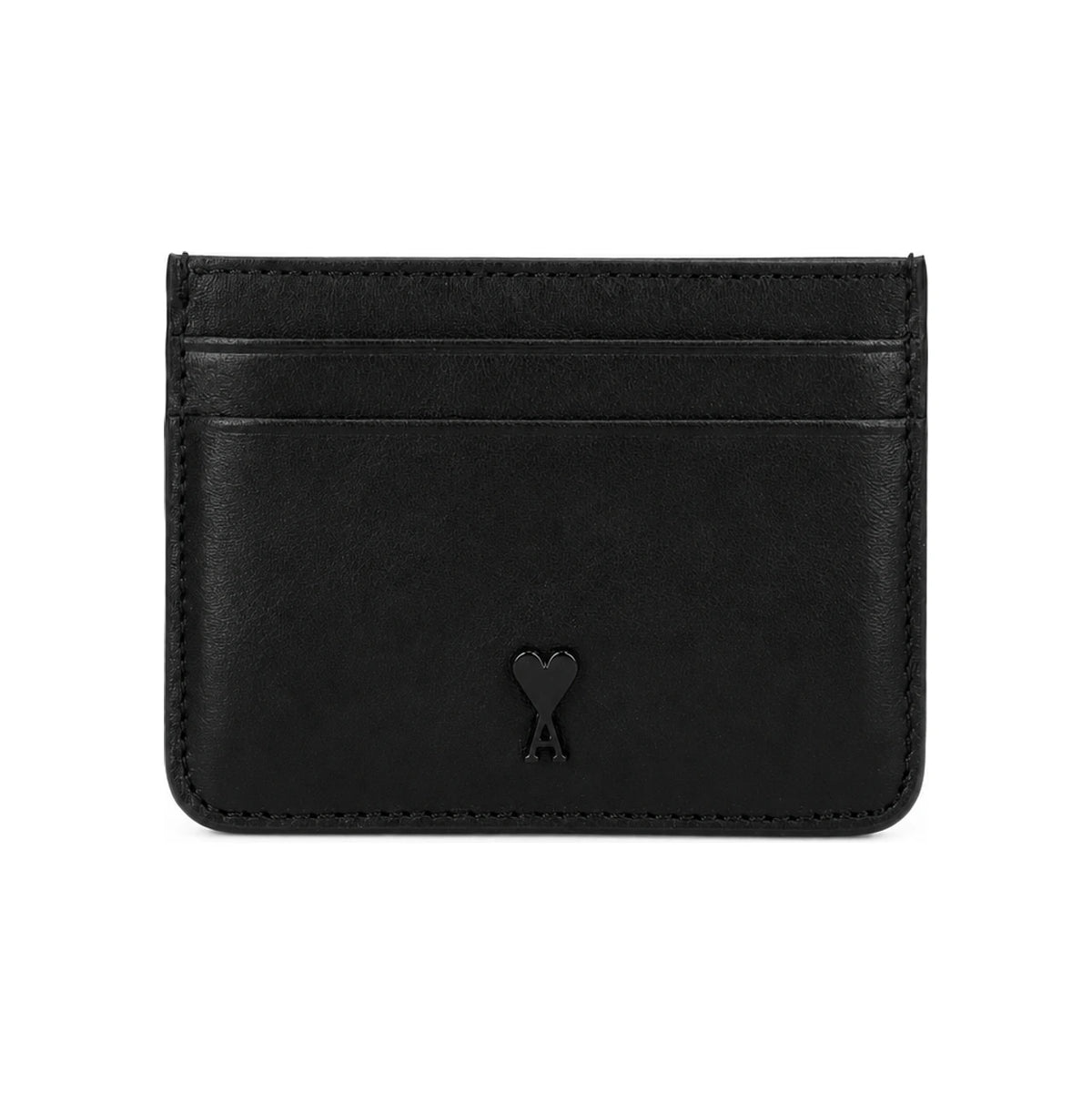 AMI Heart Logo Black Leather Card Holder Wallet USL702 AL0138 001