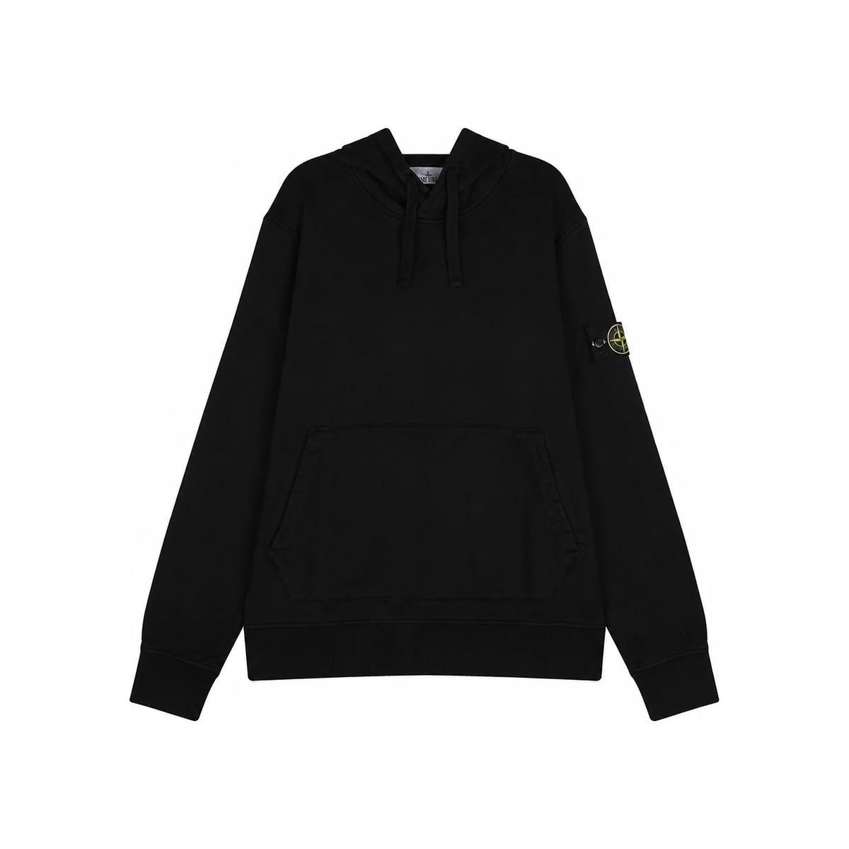 STONE ISLAND Black Cotton Logo Hoodie