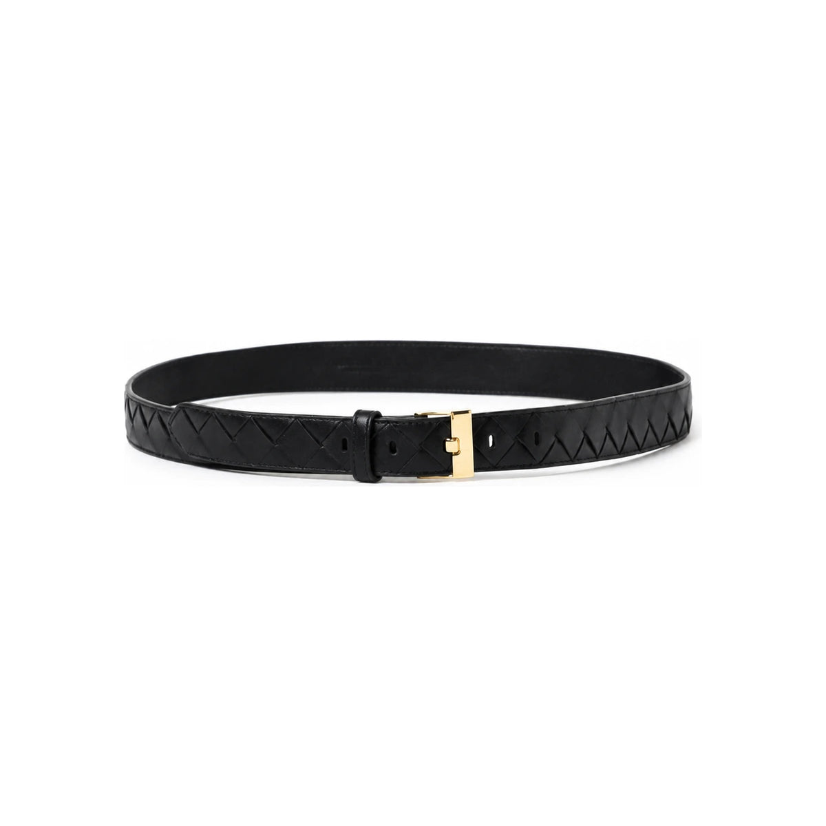 Bottega Veneta Intrecciato Leather Belt for Women Black