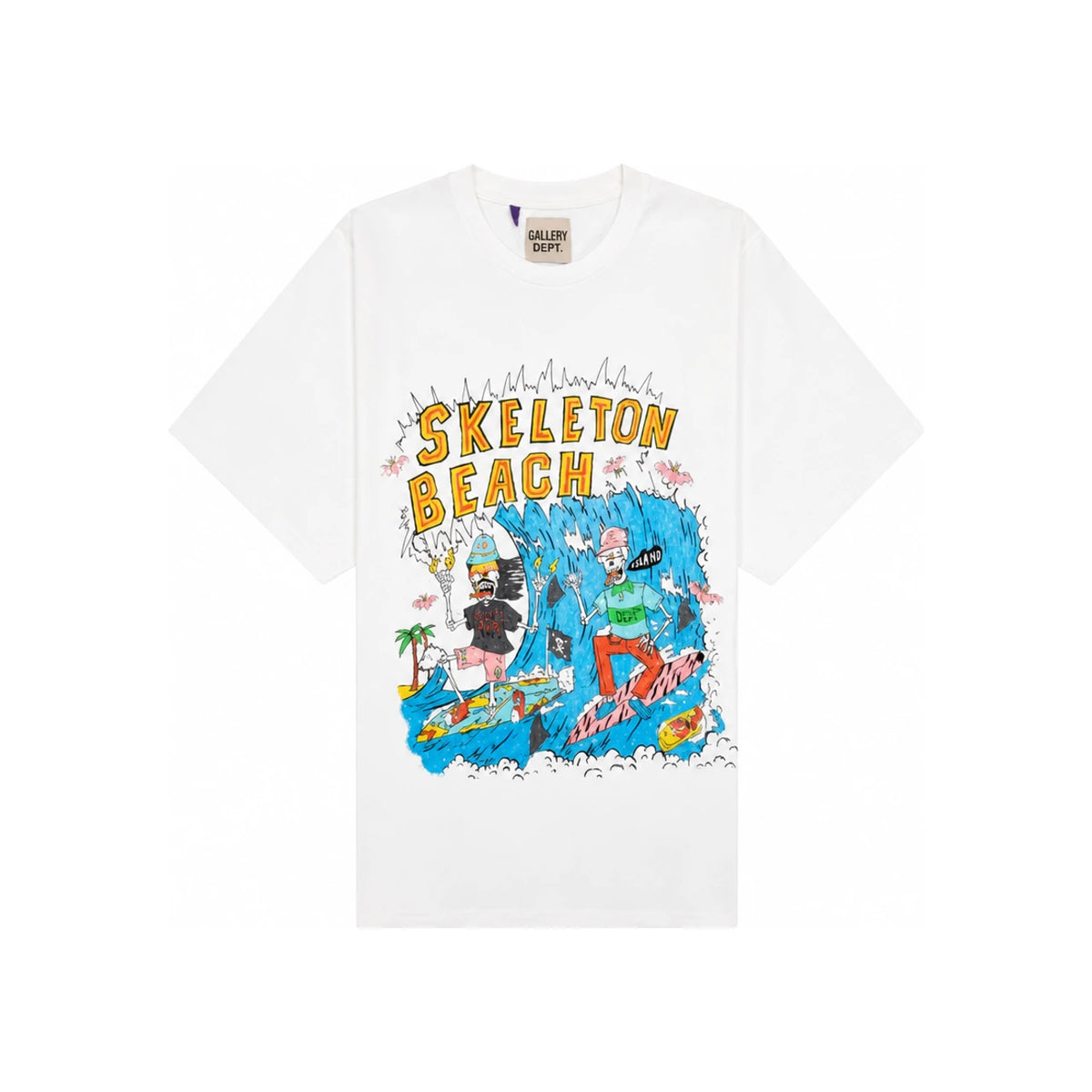GALLERY DEPT. Skeleton Beach Surf Graphic T-Shirt White Men SBST 10249