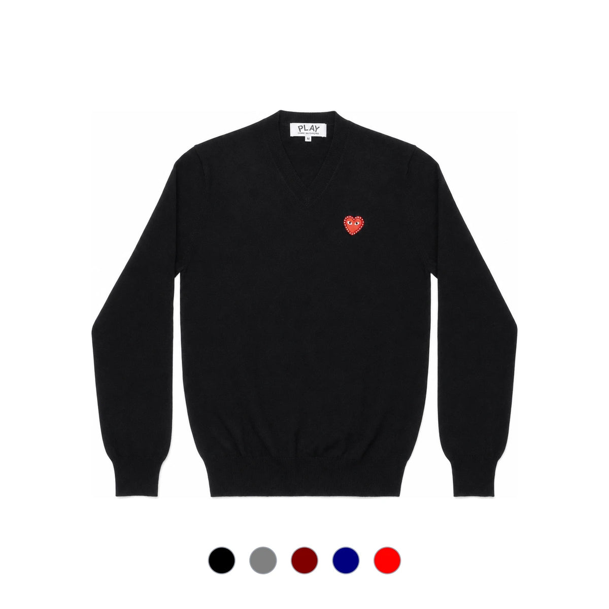 Comme des Garcons Red Heart Rhinestone V-Neck Cardigan Black