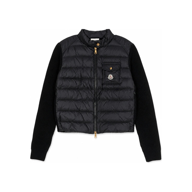 Moncler Patch Logo Puffer Cardigan Jacket Black