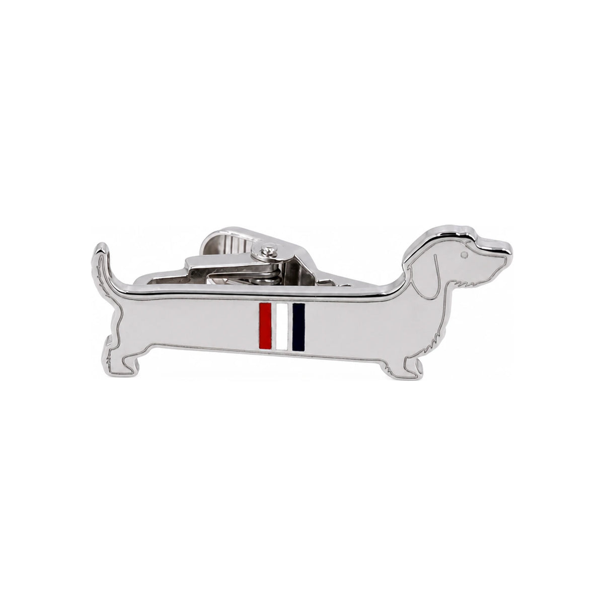 THOM BROWNE Silver Hector Limousine Tie Bar Tie Clip Three-Stripe