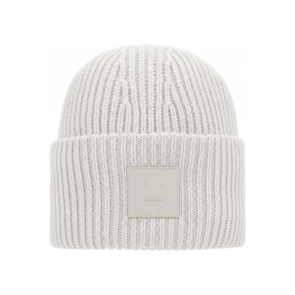 Acne Studios Face Logo Patch Beanie Hat for Men C40425 LIGHT GREY