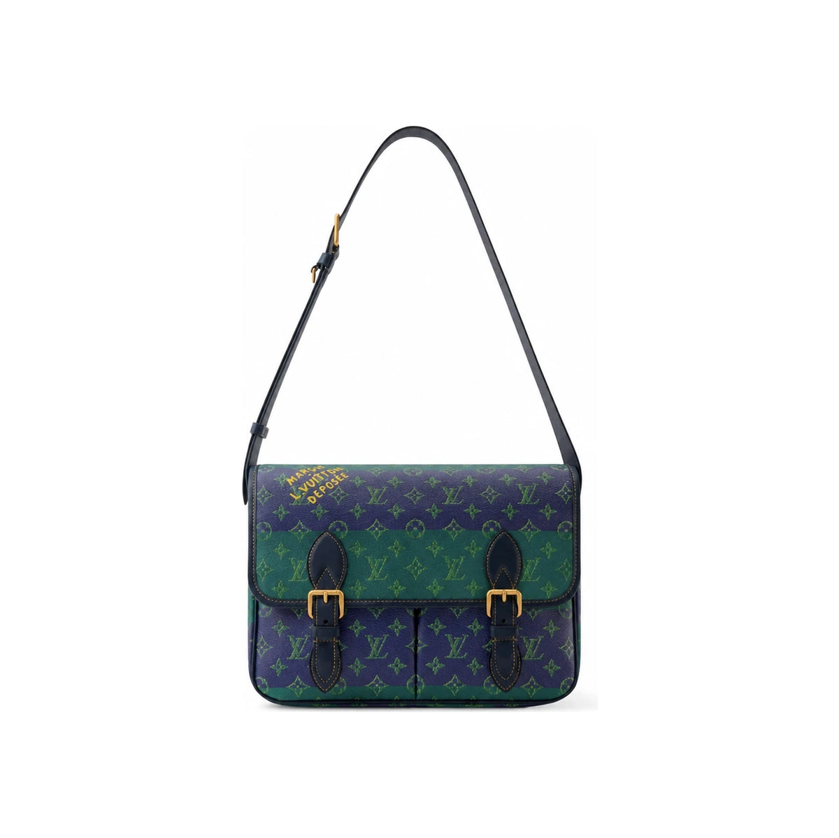 Louis Vuitton Blue Stripe Satchel Messenger Crossbody Bag M15187