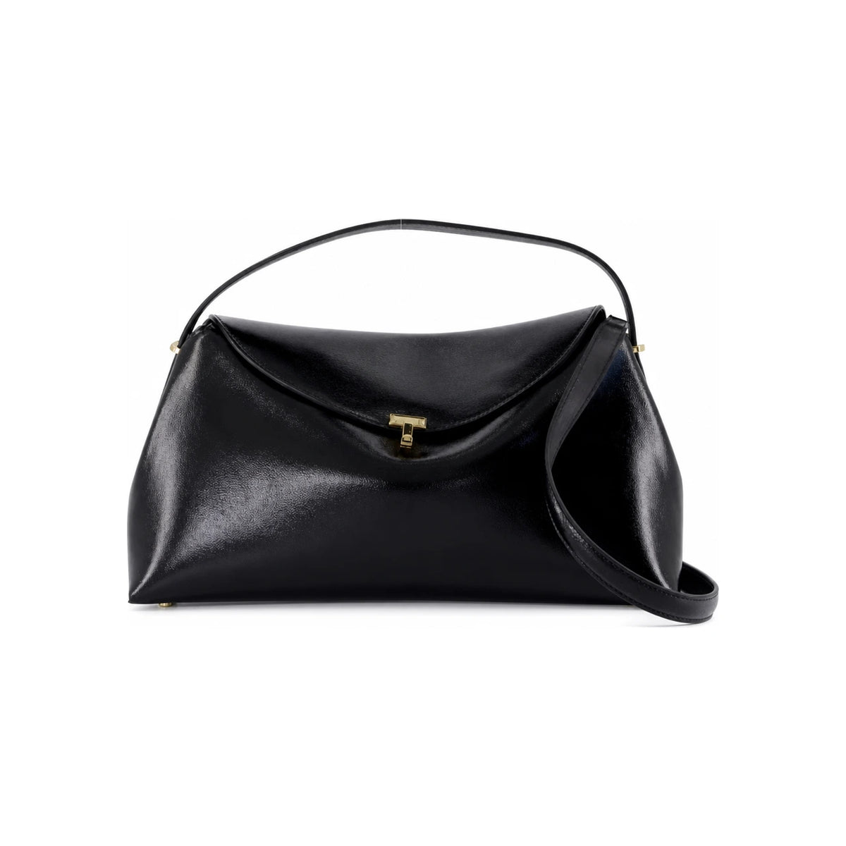 Toteme T-Lock Top Handle Shoulder Bag Black Leather Women’s 254 WAL961 LE0164