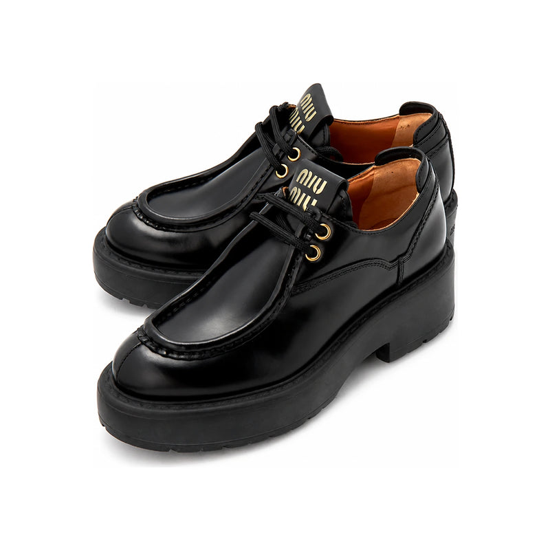 Miu Miu Black Leather Loafers for Women