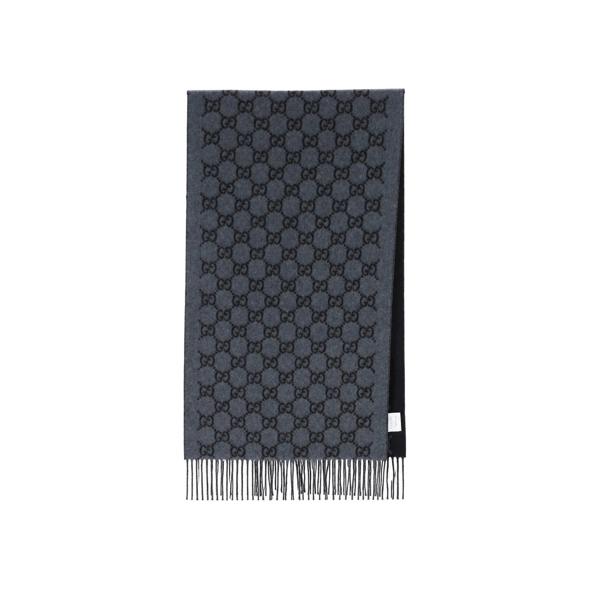 GUCCI GG Cashmere Wool Scarf Gray Unisex