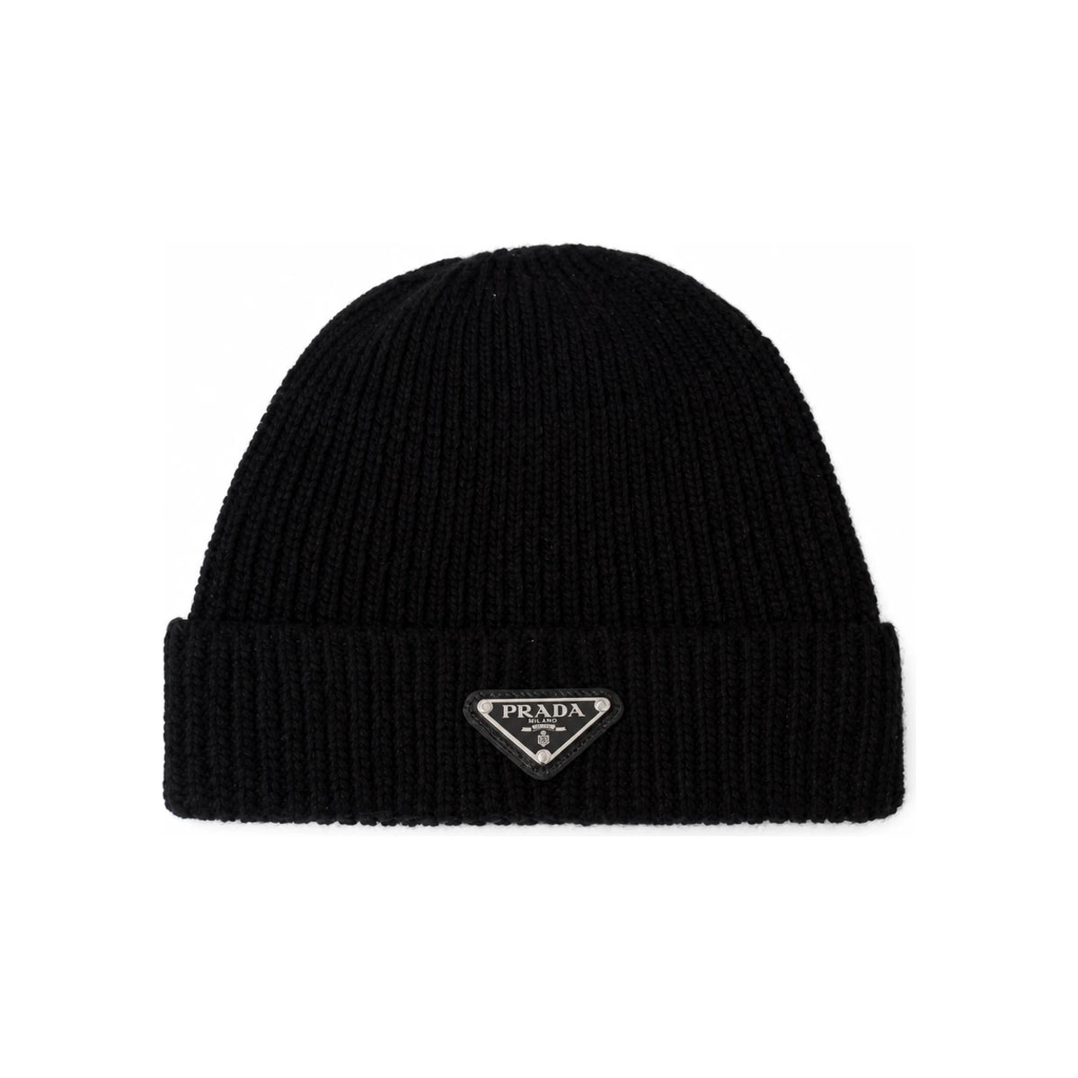 PRADA Black Knit Beanie Hat for Men