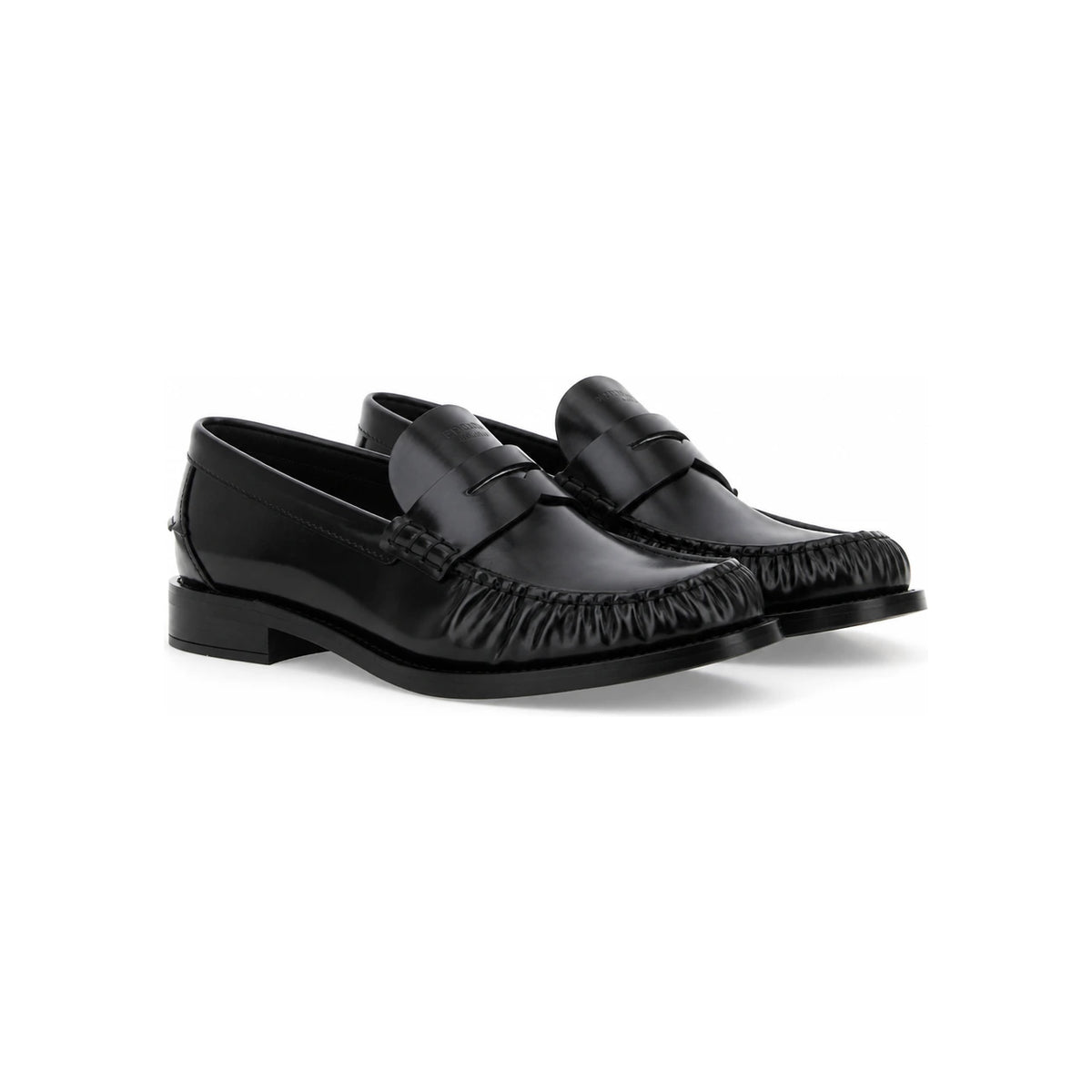 PRADA Black Leather Chunky Platform Loafers