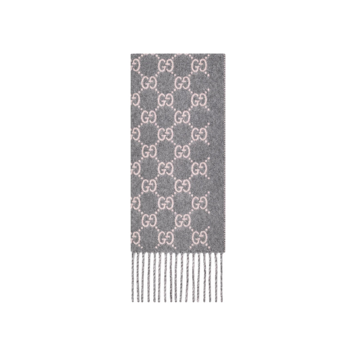 GUCCI GG Logo Cashmere Scarf Unisex Gray Scarf