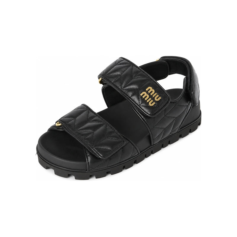Miu Miu Matelassé Leather Black Women’s Sandals