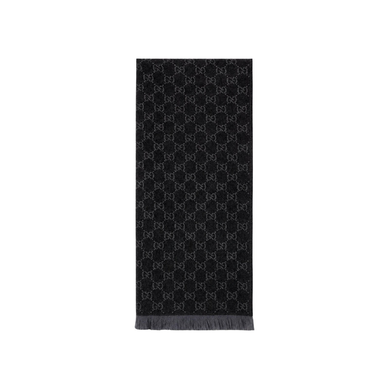 GUCCI Women GG Wool Scarf Black Gray