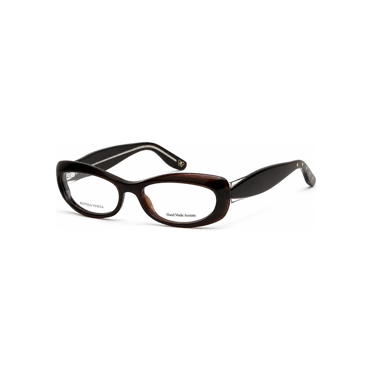 Bottega Veneta Black Acetate Oval Geek Chic Eyeglass Frames Unisex BV84 VNH