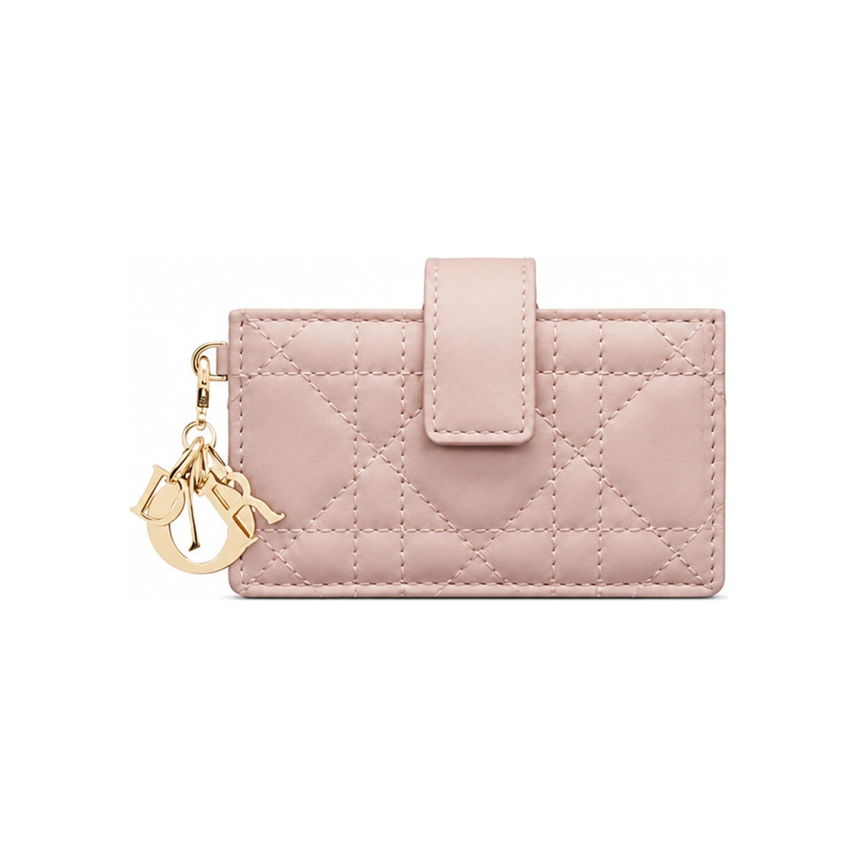 DIOR Lady Dior Jasmine Calfskin Card Holder Wallet Pink