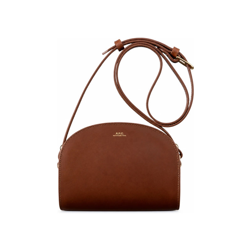 A.P.C. Half-Moon Mini Crossbody Shoulder Bag Black Leather