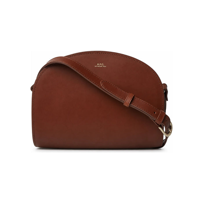 A.P.C. Demi-Lune Half Moon Crossbody Bag Nut Brown Leather