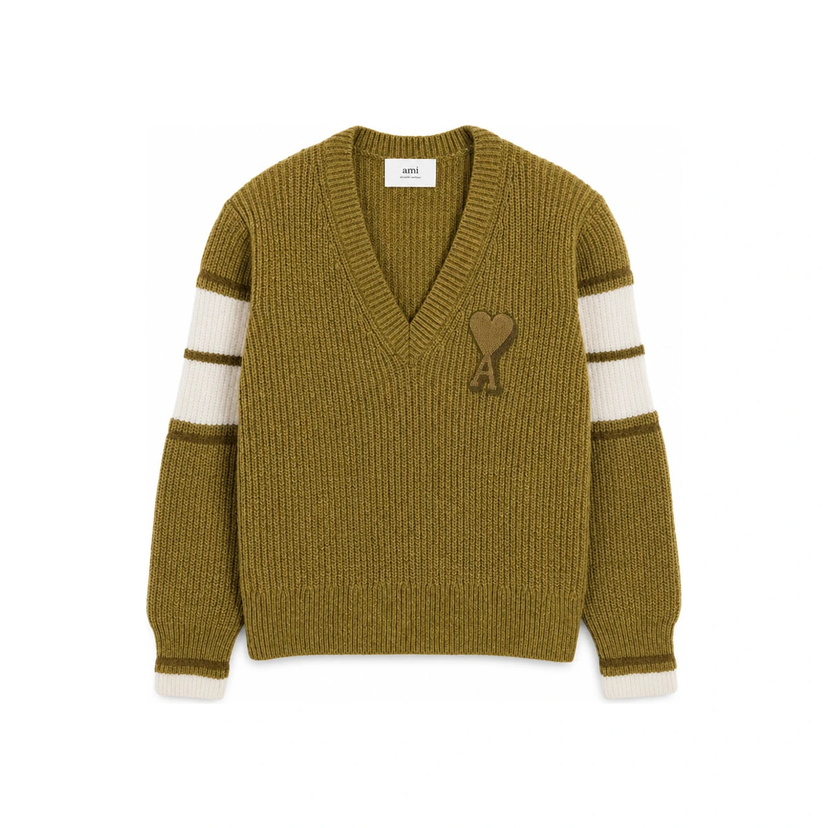 AMI Wool V-Neck College Sweater Navy Men’s Knit