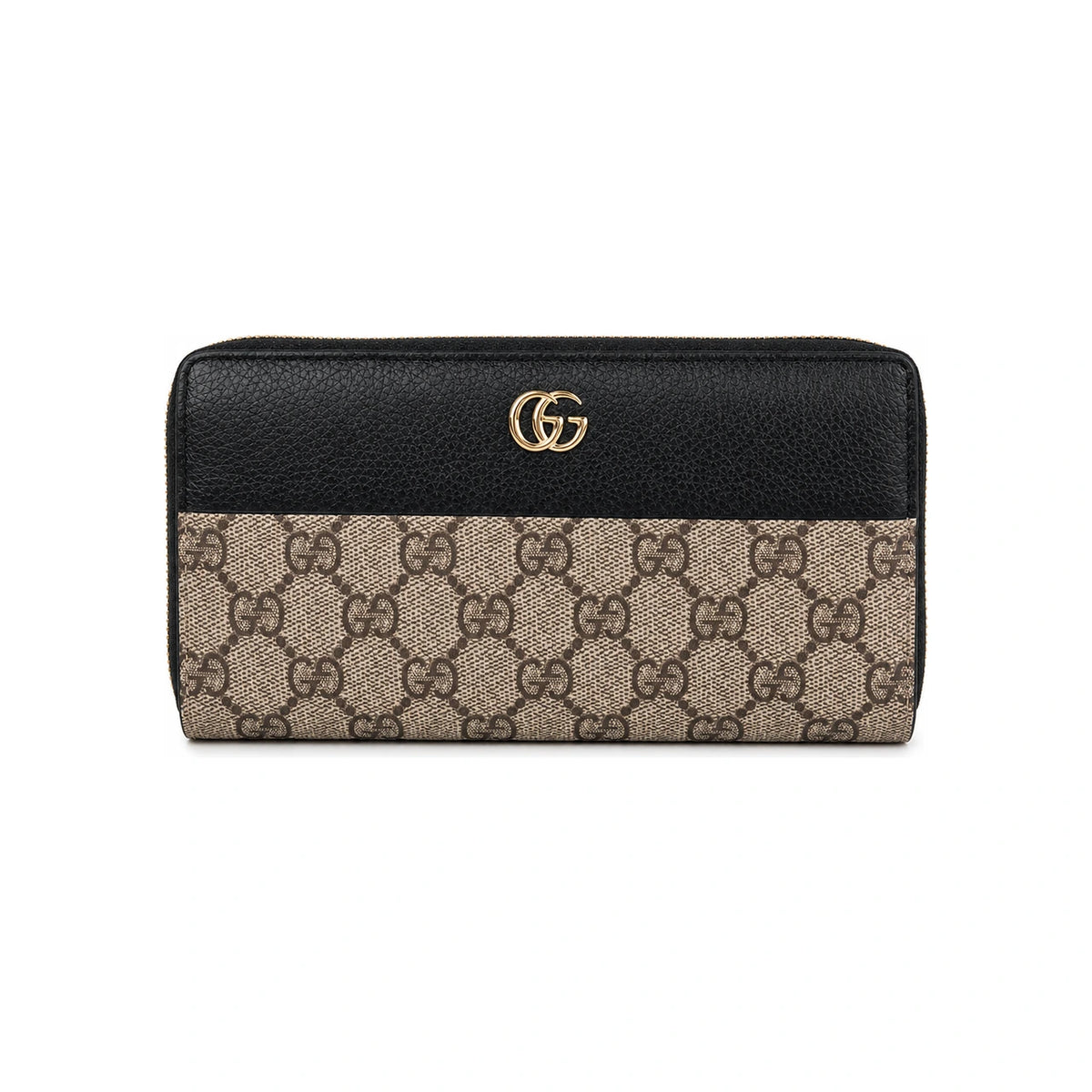 GUCCI GG Marmont Bicolor Leather Zip Around Continental Wallet
