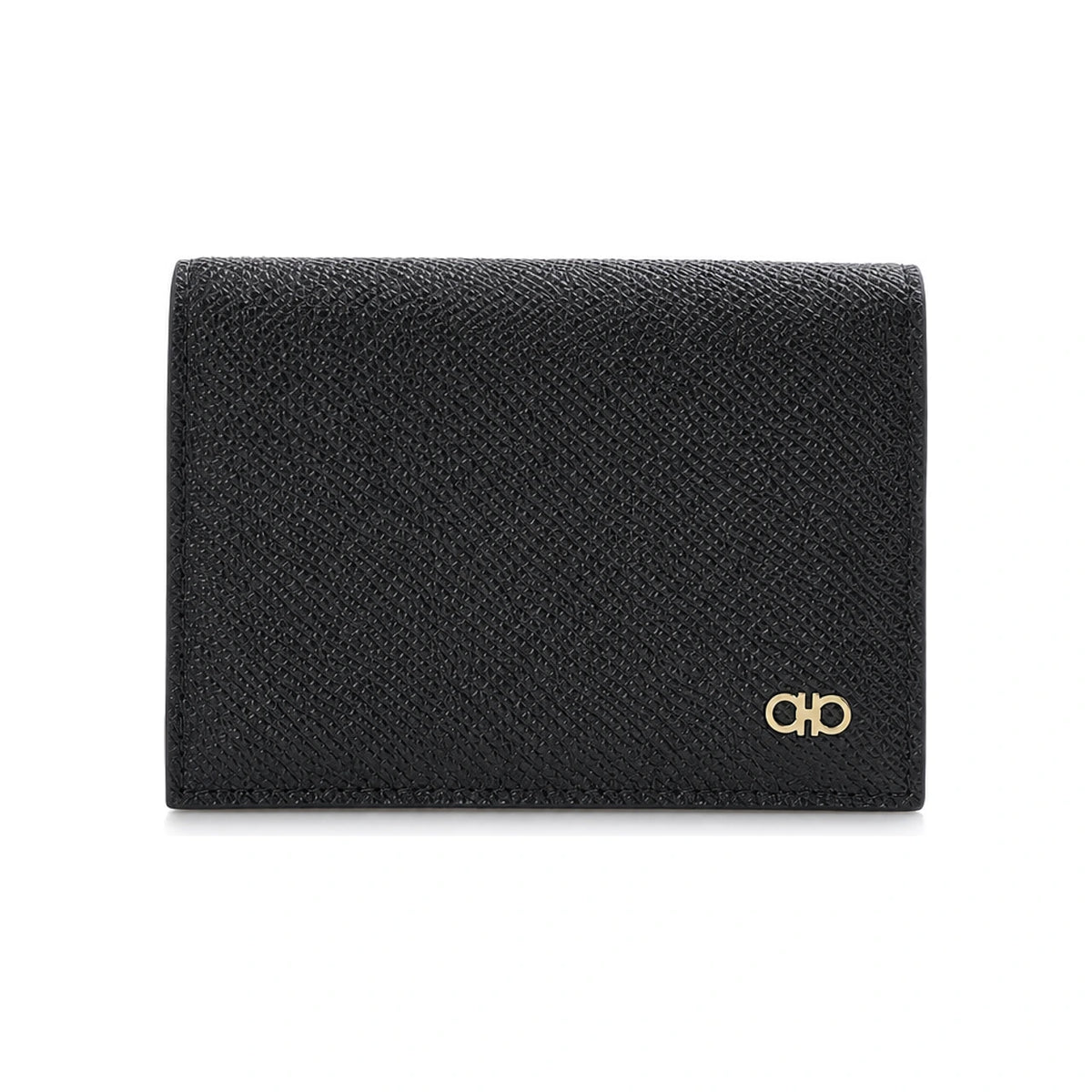 Ferragamo Gancini Card Holder Unisex Leather Wallet 1665 NERO 0784673