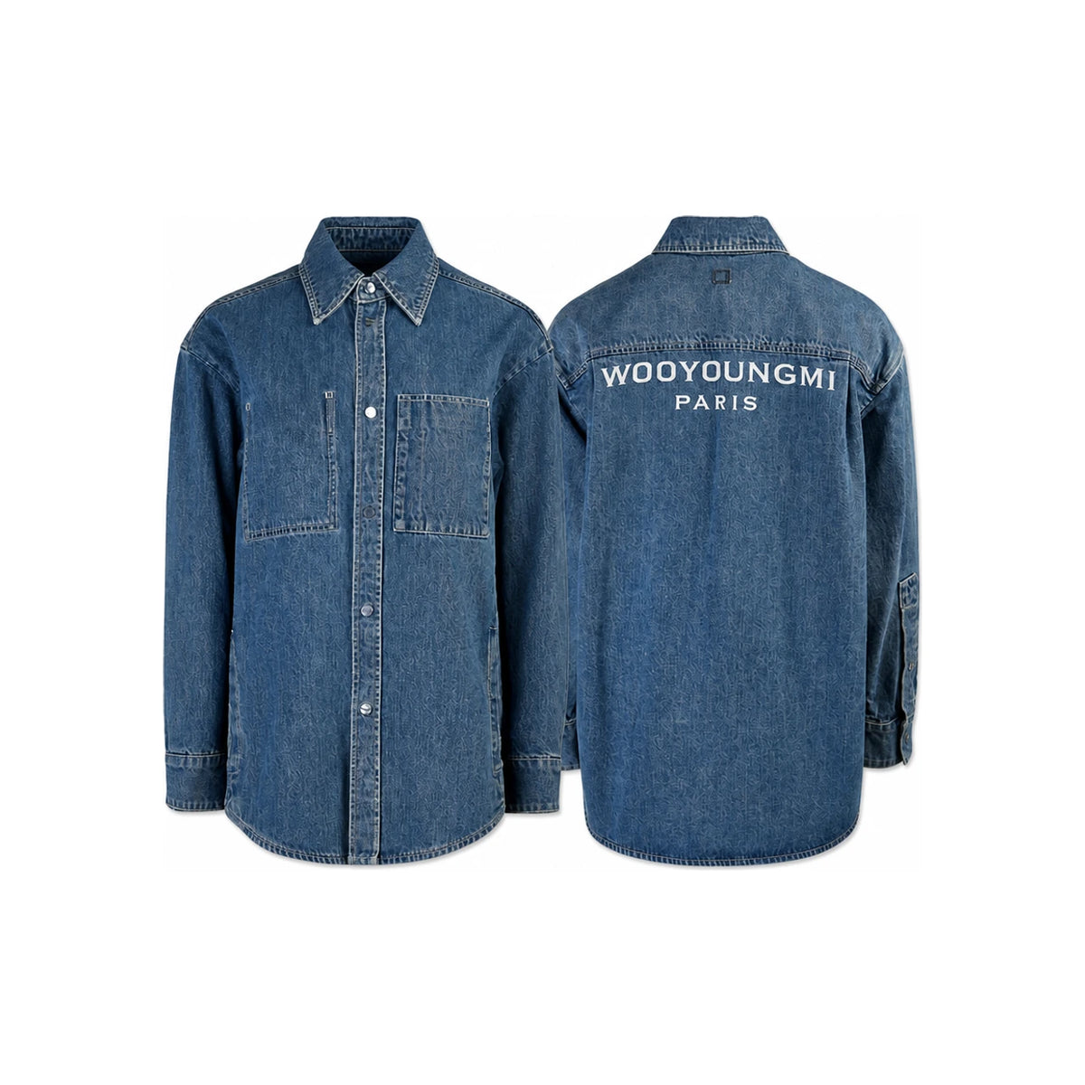 WOOYOUNGMI Blue Denim Back Logo Long Sleeve Shirt M243SH17 983L
