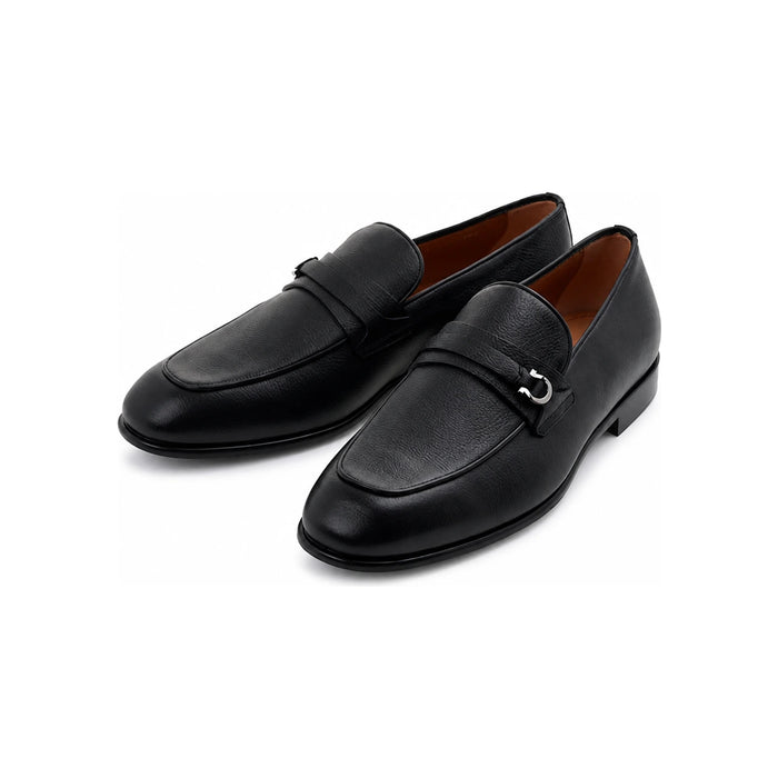 Ferragamo Black Leather DESIO Loafers for Men 0768125