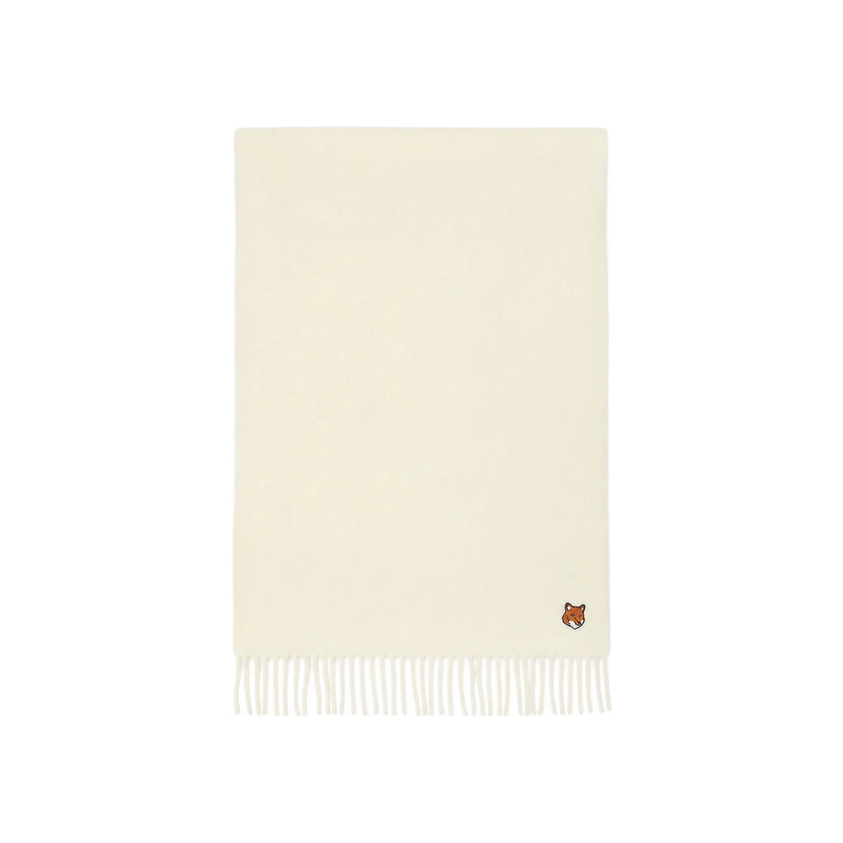 Maison Kitsune Fox Head Wool Scarf Paper Beige Unisex PM06201 WB0044 P205