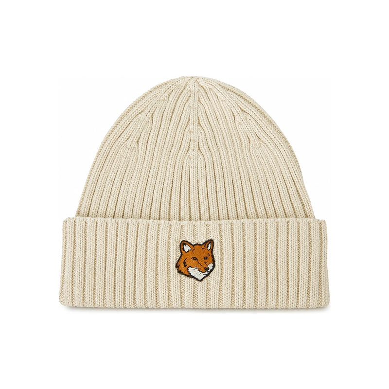 Maison Kitsune Fox Head Patch Beanie Navy Knit Women’s PM06111 KT1140 P205