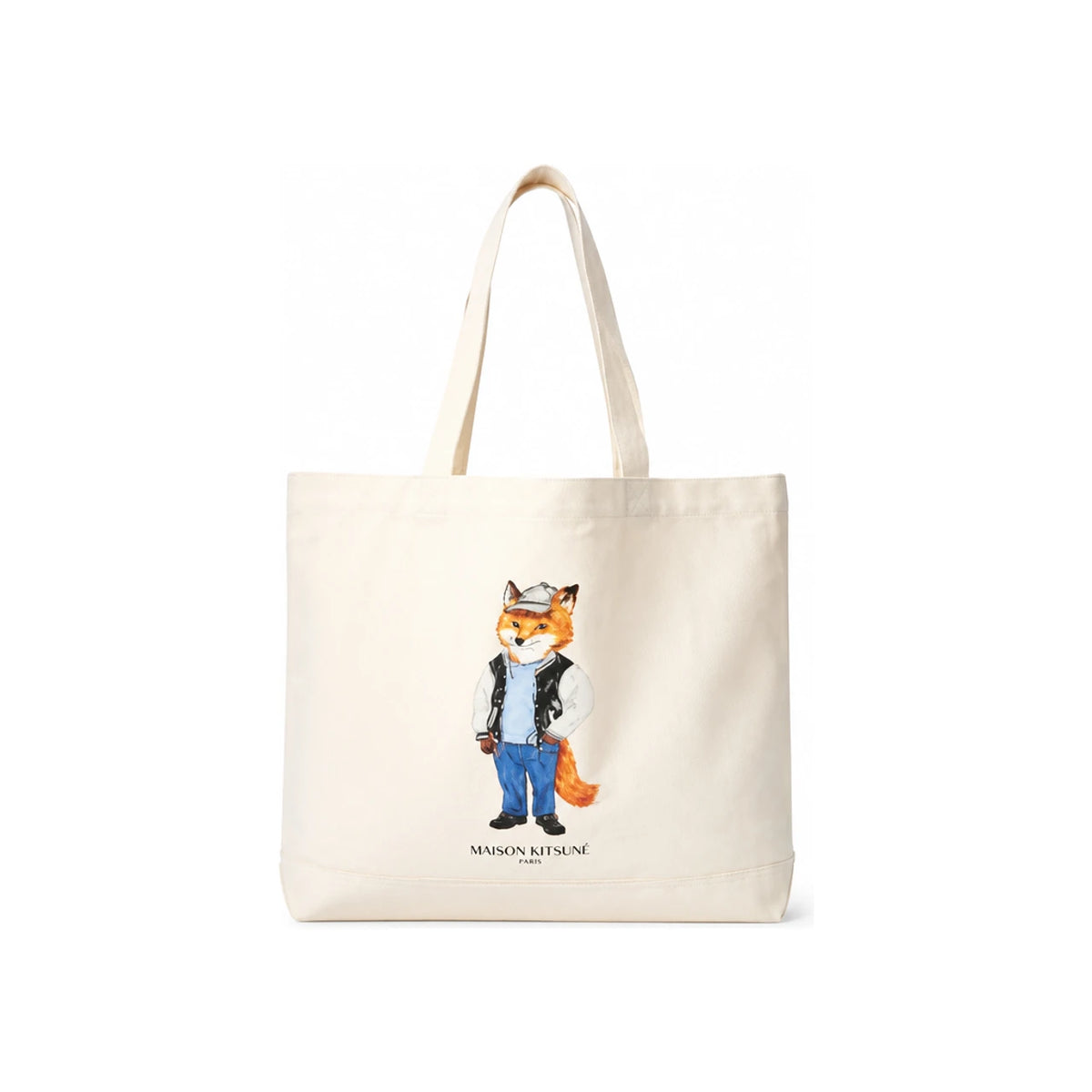 Maison Kitsune Dressed Fox Canvas Tote Bag Beige Unisex PM05107 WW9042 P700
