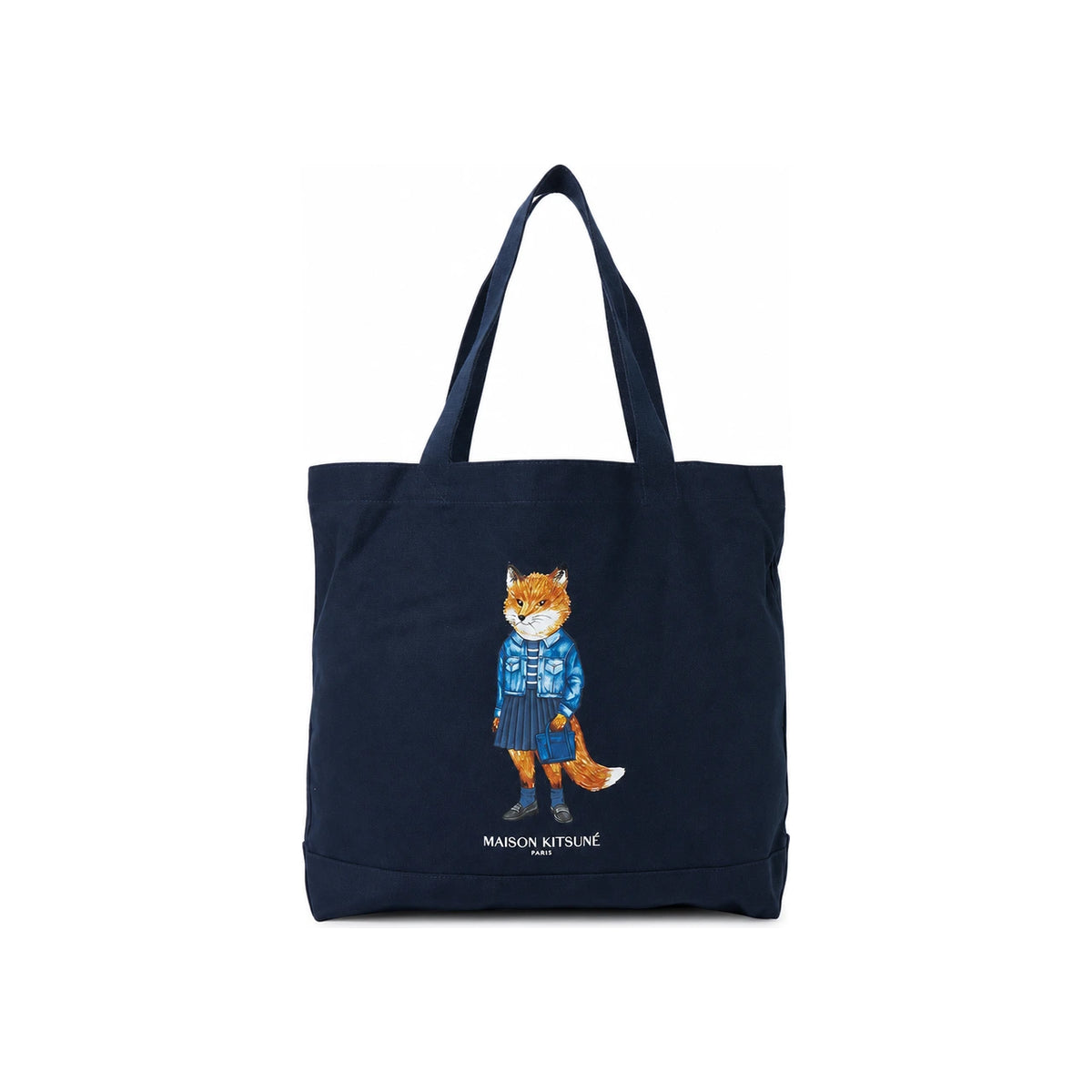Maison Kitsune Dressed Fox Canvas Tote Bag Navy