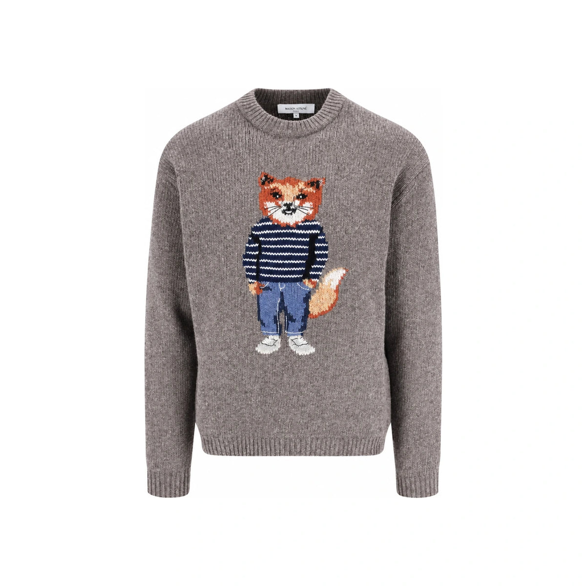 Maison Kitsune Dress Fox Intarsia Wool Crewneck Sweater PM00806 KH0002 H170
