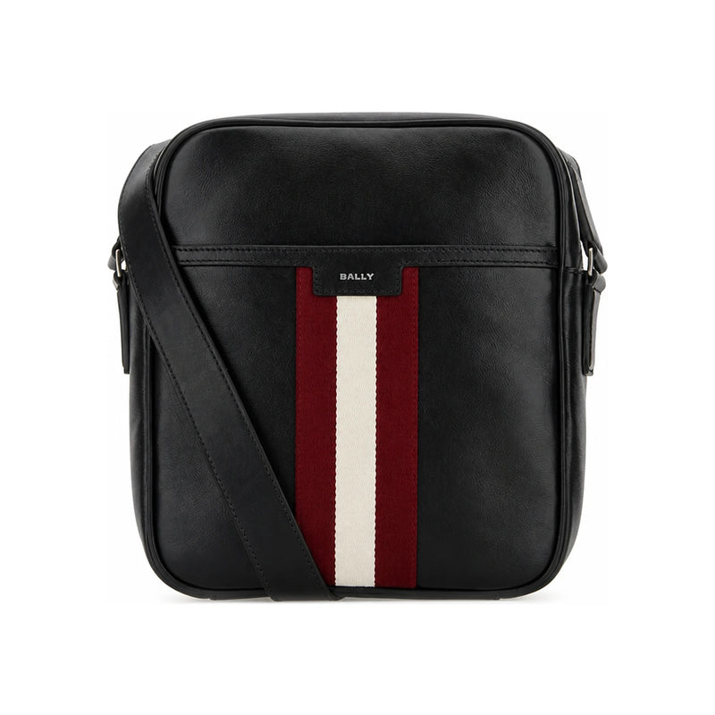 BALLY Black Leather Cord Crossbody Bag MAC05K VT825 U901P