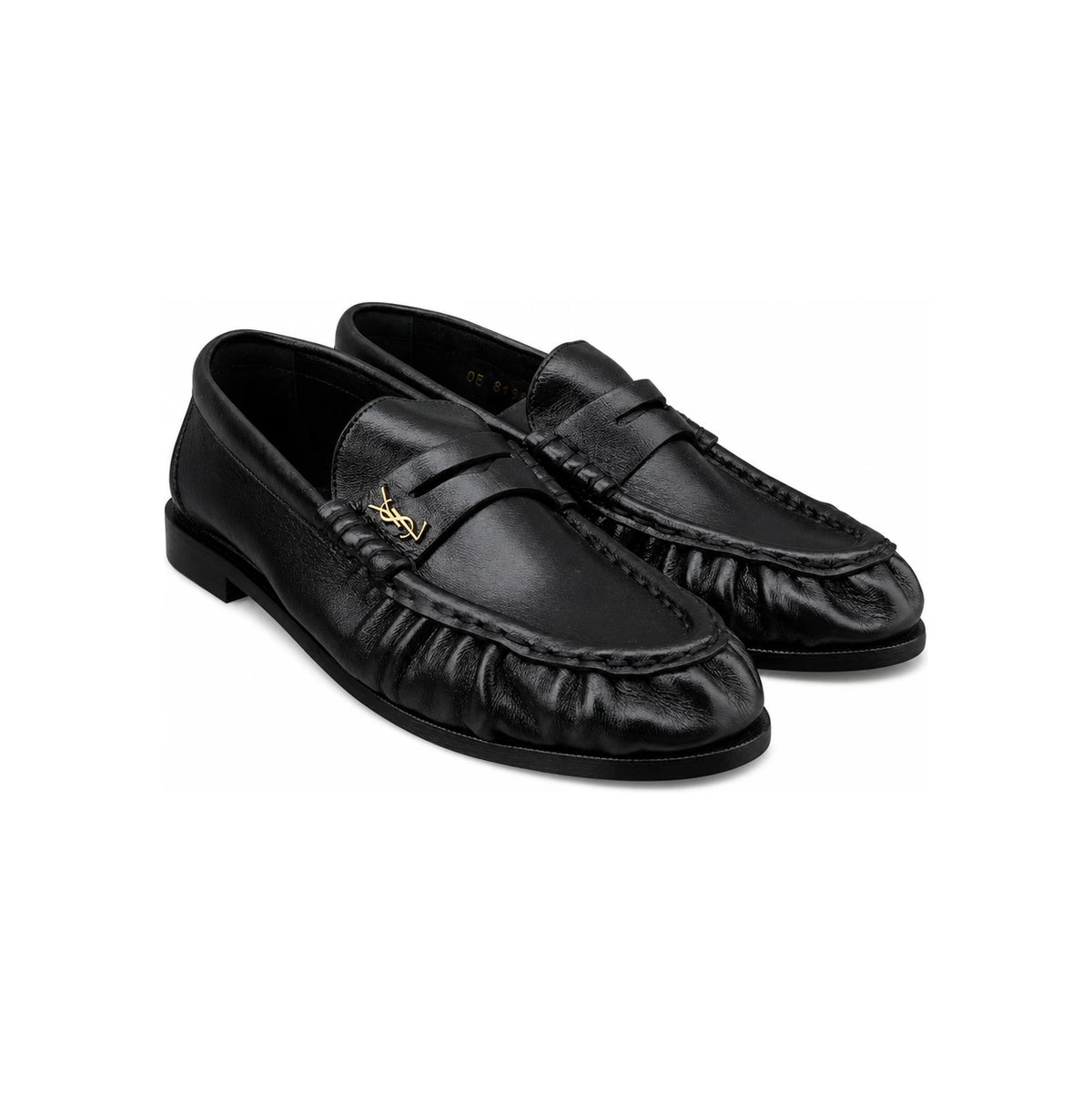 Saint Laurent Soft Shiny Leather Loafers Black