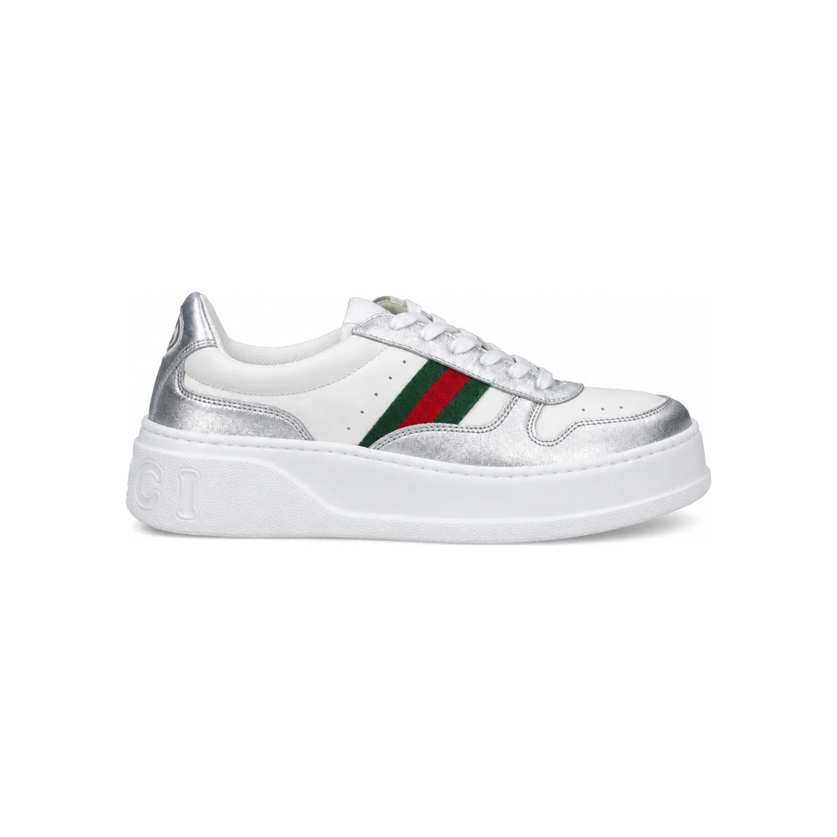 GUCCI White Leather Low Top Sneakers