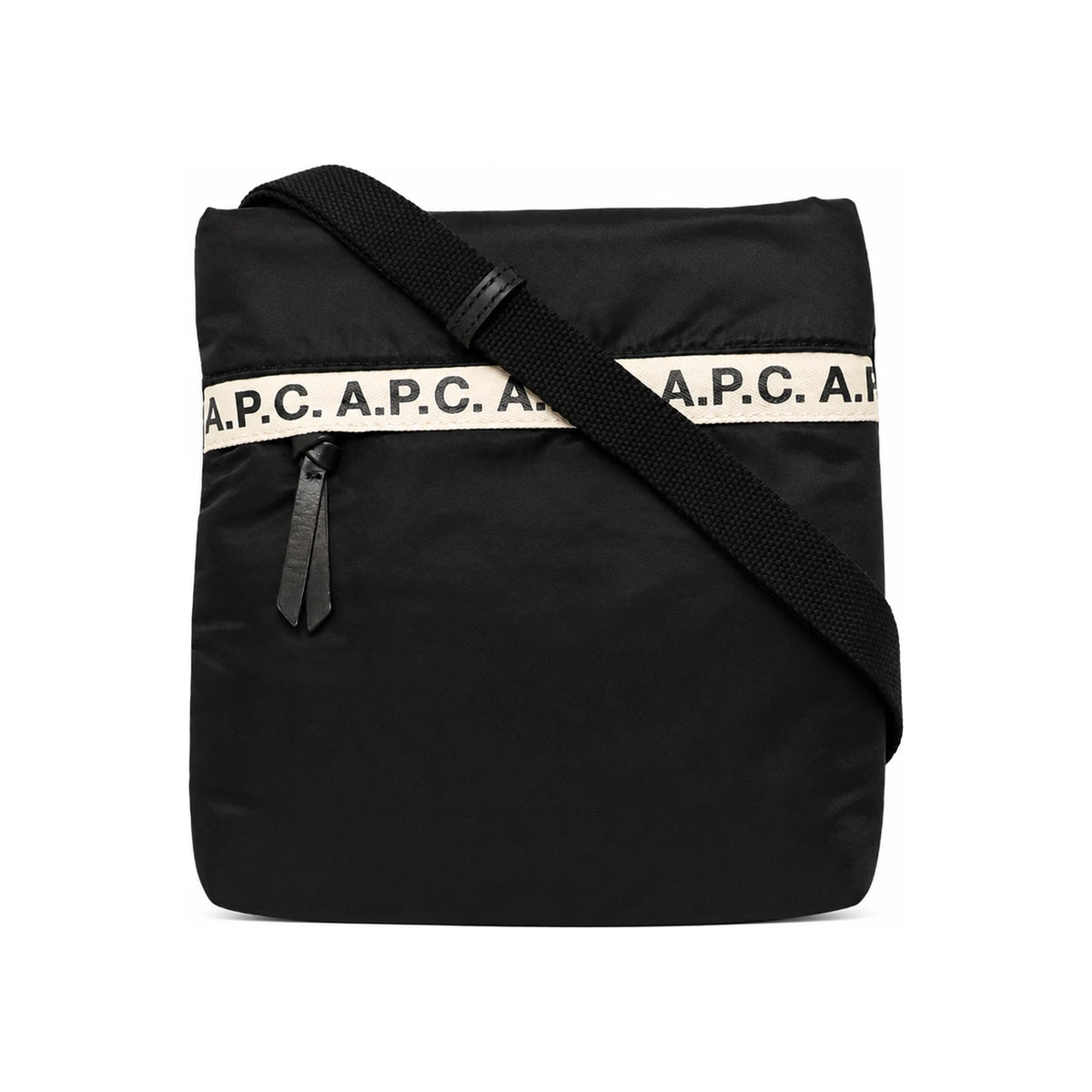 A.P.C. Logo Stripe Sacoche Crossbody Bag Black Nylon