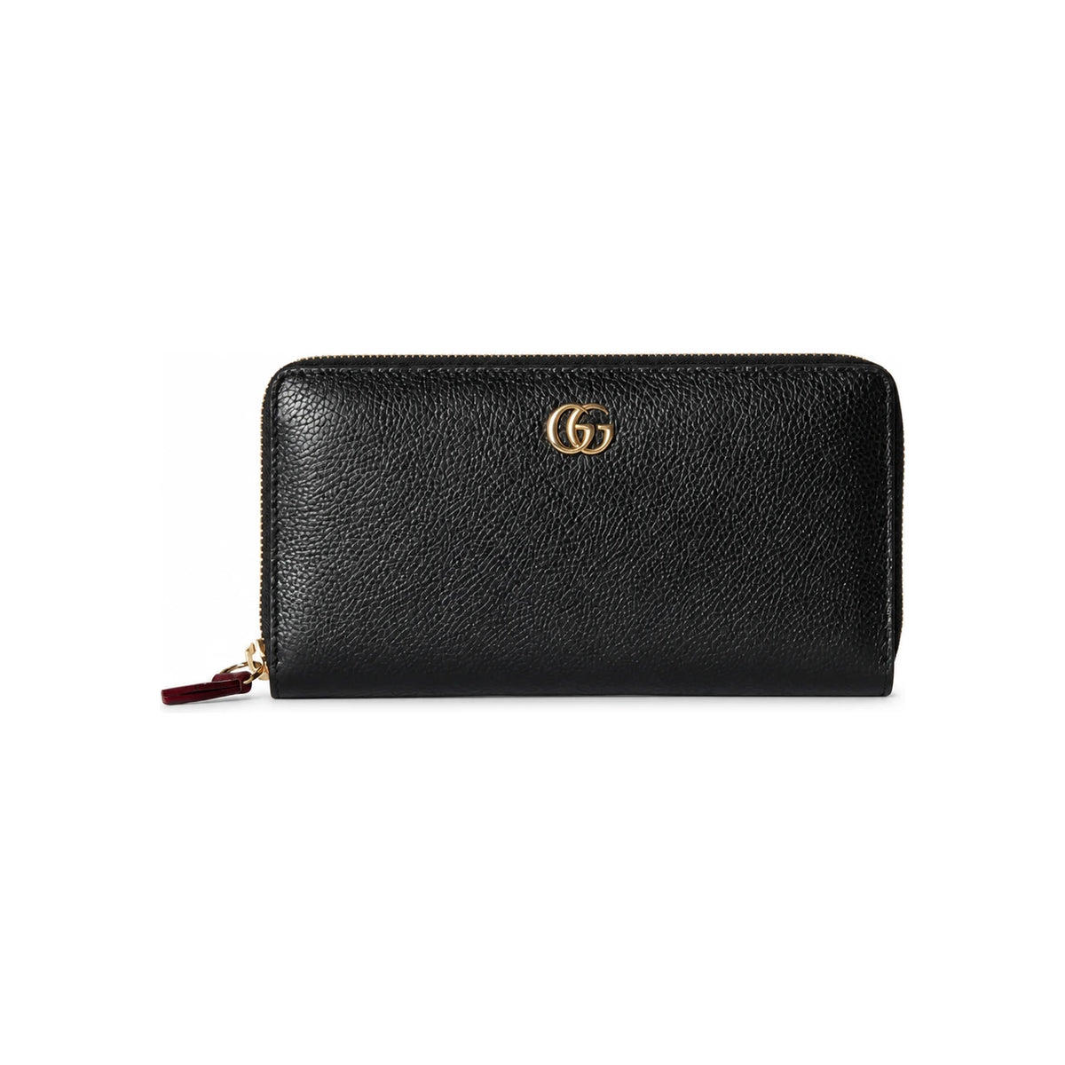 GUCCI GG Marmont Bicolor Zip Around Long Wallet Black Leather