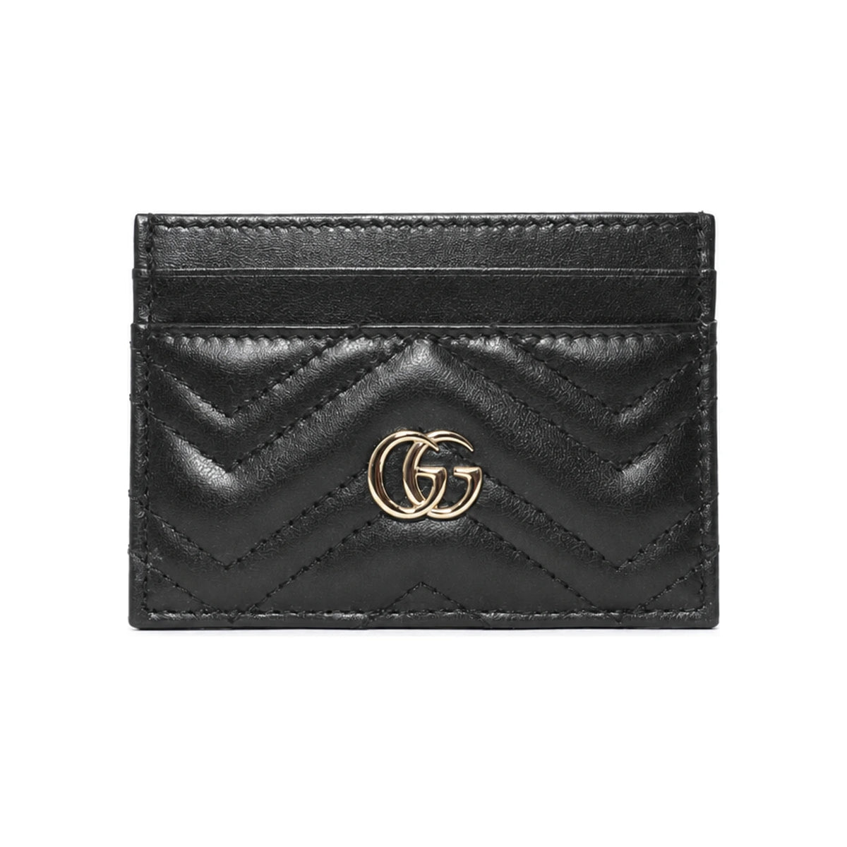 GUCCI GG Marmont Black Leather Card Holder Wallet