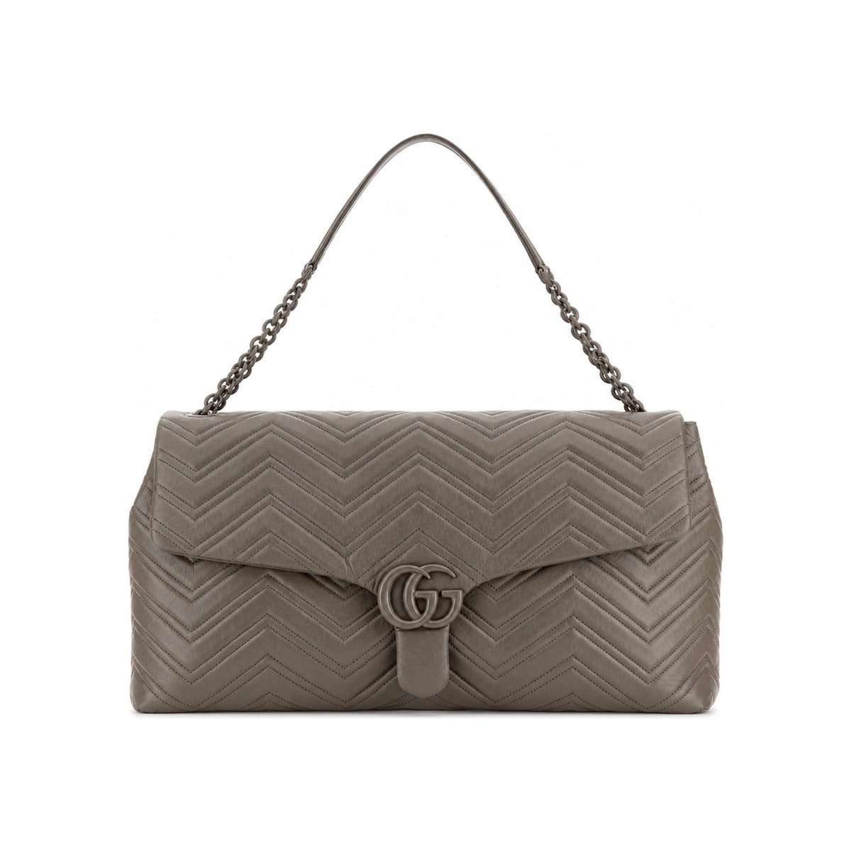 GUCCI Leather Shoulder Bag Gray Women’s Handbag