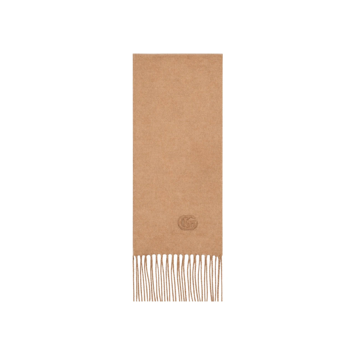 GUCCI Cashmere Scarf with Patch Beige Brown Men's Scarf