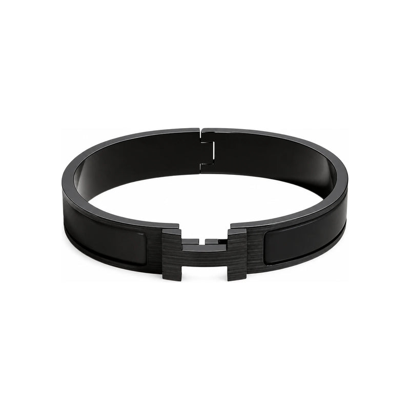 HERMES So Black Enamel Click H Bracelet Men’s Black Jewelry