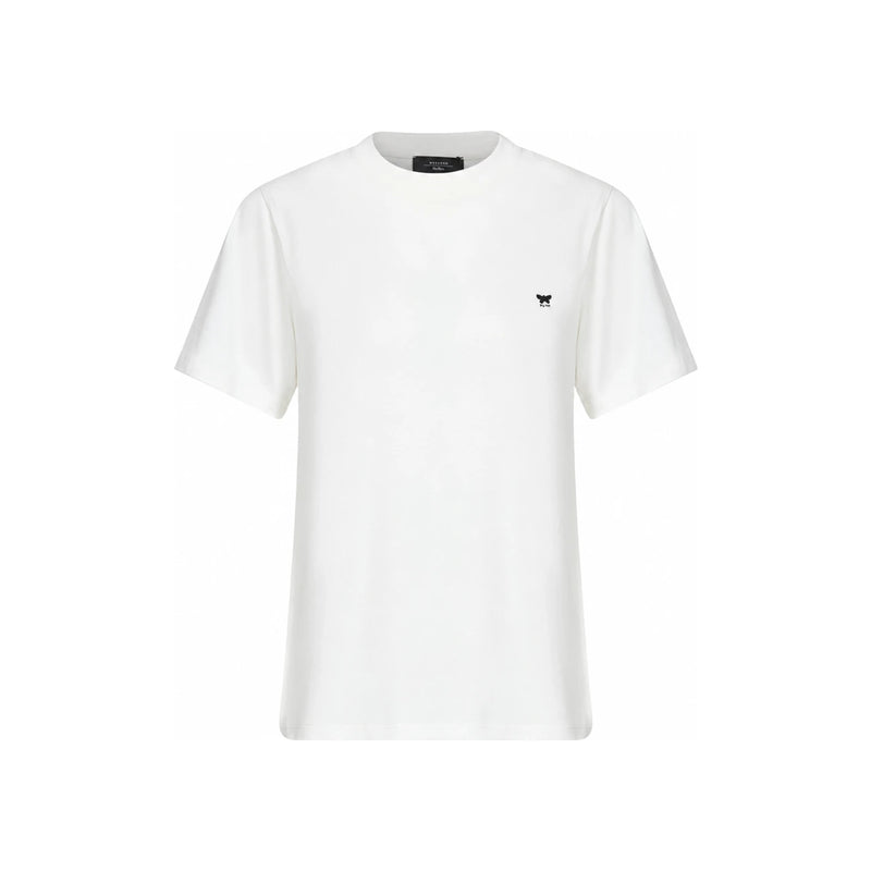 Max Mara Embroidered Logo White Cotton T-Shirt 261597 1031