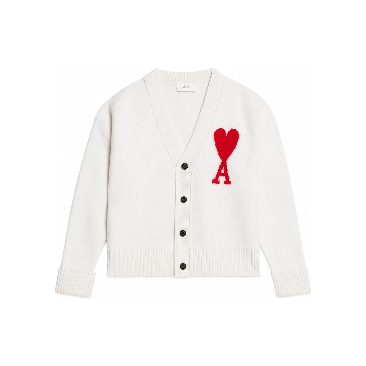 AMI Women’s Big Heart Logo Cardigan Black BFUKC002 018 009