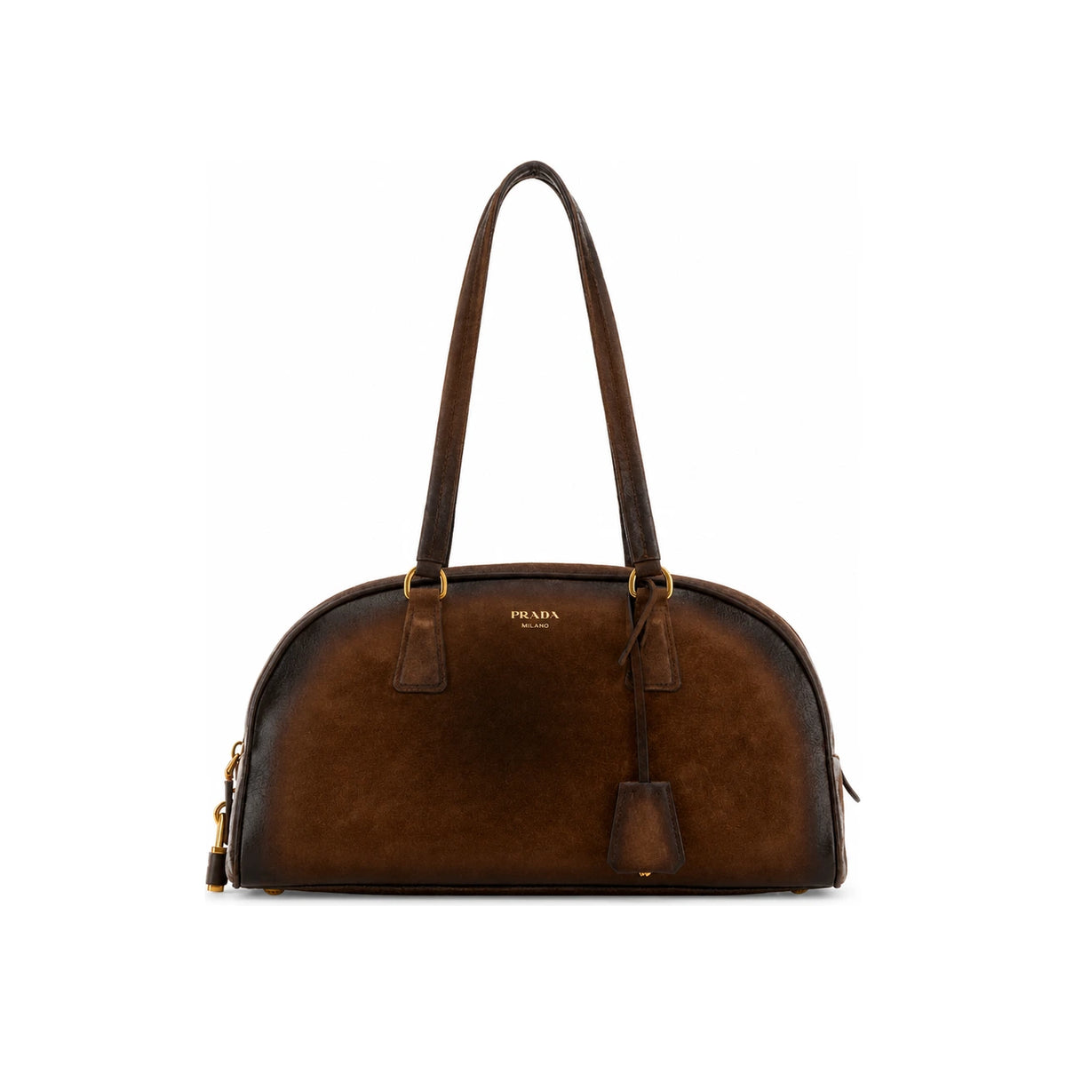 PRADA Calf Leather Shoulder Bag Brown