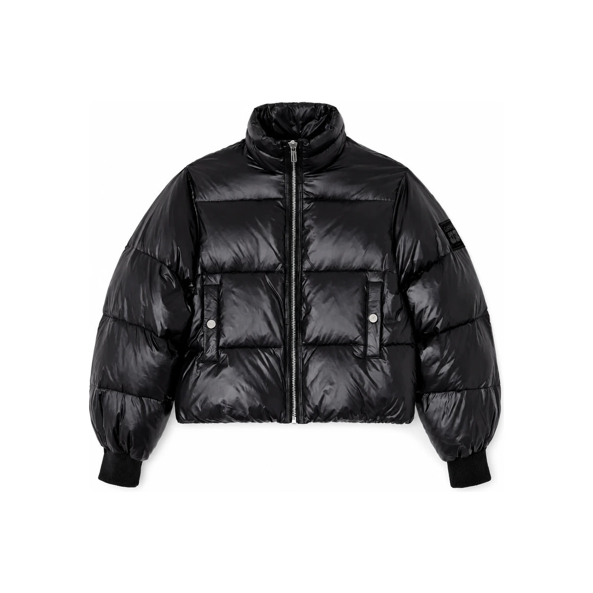 GANNI Shiny Nylon Short Puffer Jacket W0957099