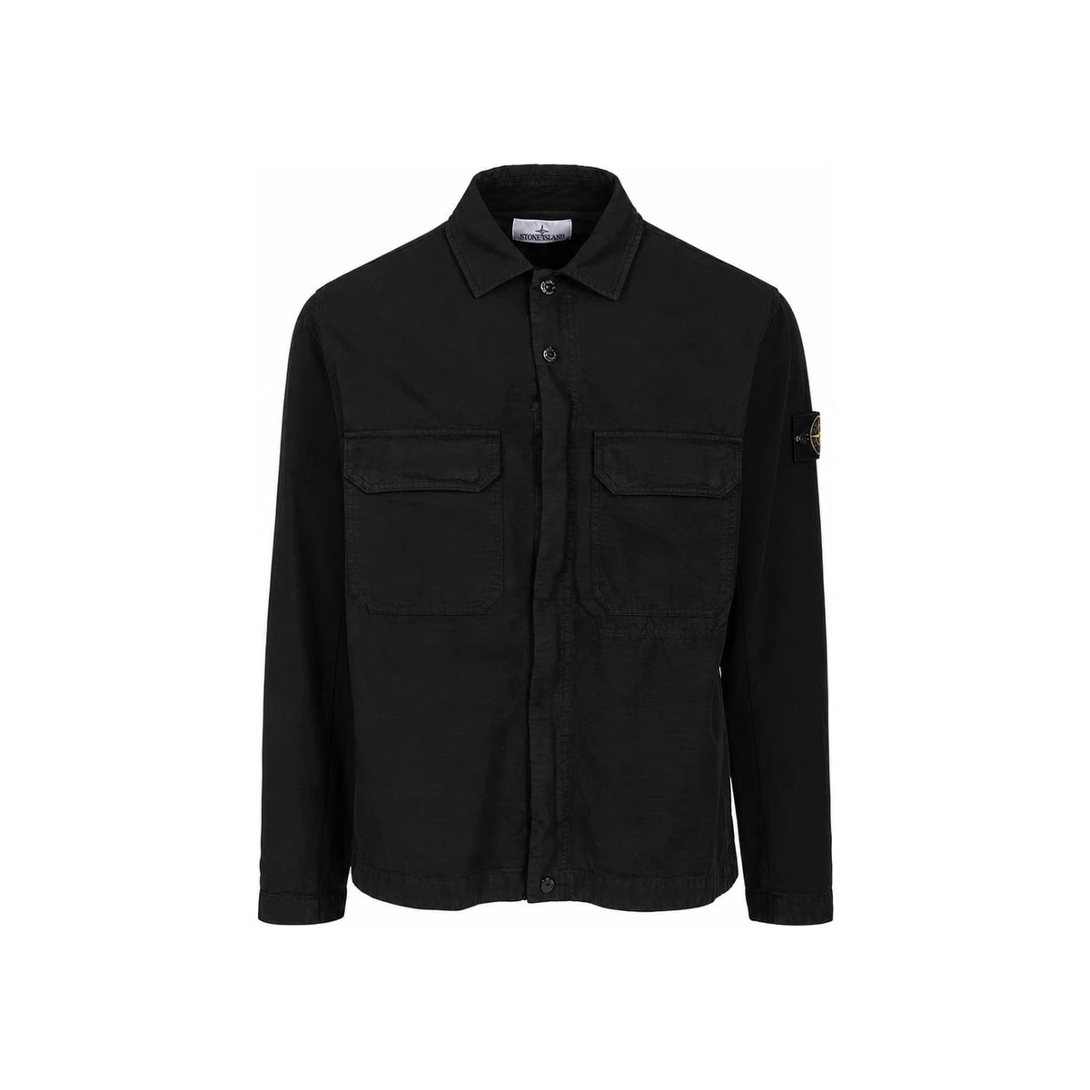 STONE ISLAND Zip-Front Cotton Overshirt Black Long Sleeve Shirt