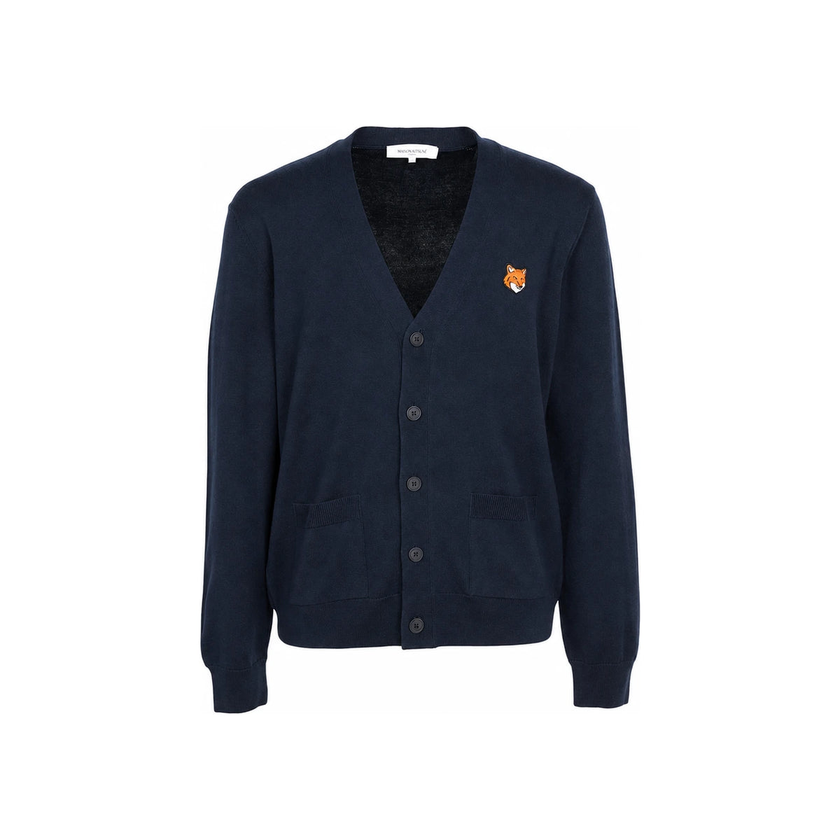 Maison Kitsune Fox Head Logo Men’s Wool Cardigan Navy PM00501 KT1181 0413