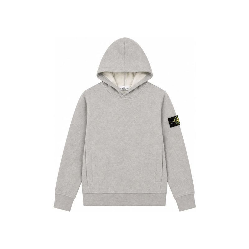 STONE ISLAND Kids Fleece Hoodie Gray with Patch Logo Ho K2S166100004 S0M20 V0M64