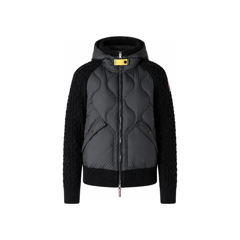 Parajumpers Knit Mix Padded Hooded Zip Jacket Black