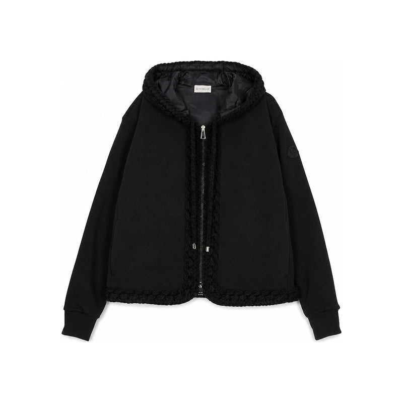 Moncler Zip-Up Knit Jacket Black